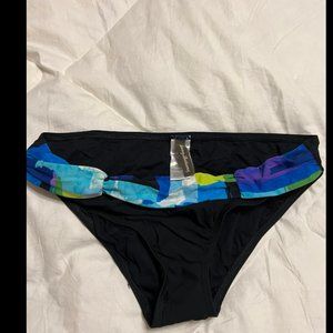 tommy bahama black with multicolor ban bikini bottom size L womens swimsuit